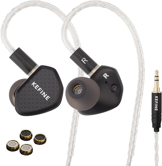 Klean in Ear Monitor, Wired Gaming Earbud, 10mm DLC Diaphragm Dynamic Driver, Wired Earbuds with Interchangeable Tuning Nozzles, HiFi IEM for Audiophile, Musician & Gaming (Black, 3.5mm)