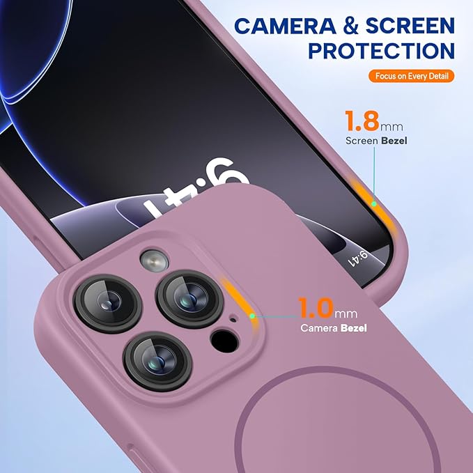 Miracase Magnetic for iPhone 16 Pro Case, [Soft Anti-Scratch Microfiber Lining], Compatible with MagSafe, Liquid Silicone Case Shockproof Drop Protection Phone Case for 16 Pro,Blackcurrant