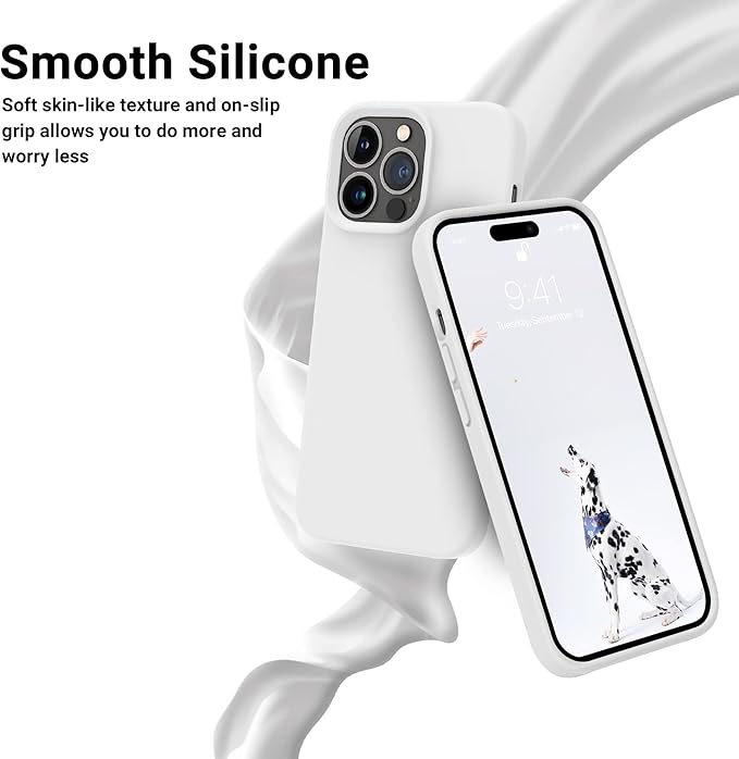 OTOFLY Designed for iPhone 14 Pro Case, Silicone Shockproof Slim Thin Phone Case for iPhone 14 Pro 6.1 inch (White)