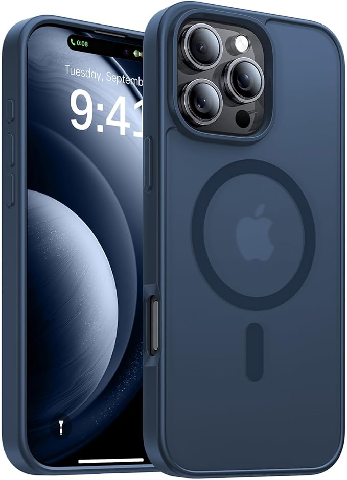 Magnetic for iPhone 13 Pro Case[Compatible with MagSafe][Military-Grade Drop Protection][Anti-Yellowing]Shockproof Protective Translucent Matte Cover for iPhone 13 Pro Phone Case,Midnight Blue