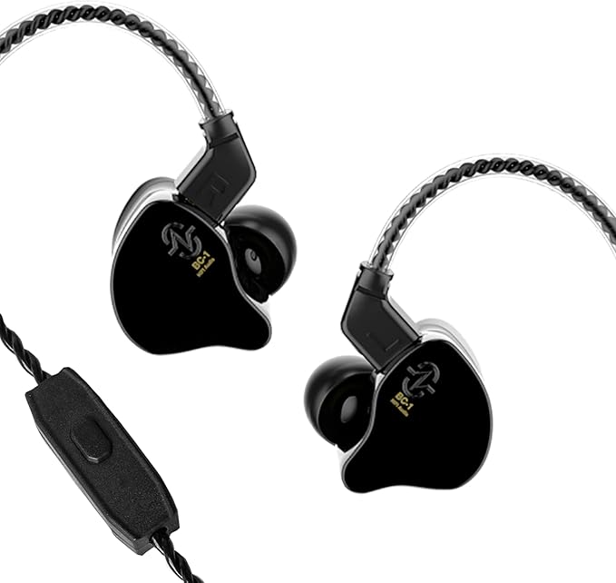 Kinboofi CCZ Melody Wired Headphones, Dynamic Hybrid Dual Driver in Ear Earphones 1BA+1DD HiFi Wired Headphones Musicians IEM Upgrade Deep Bass Suitable for Bass Vocals Pop Folk ACG (with MIC, Black)…