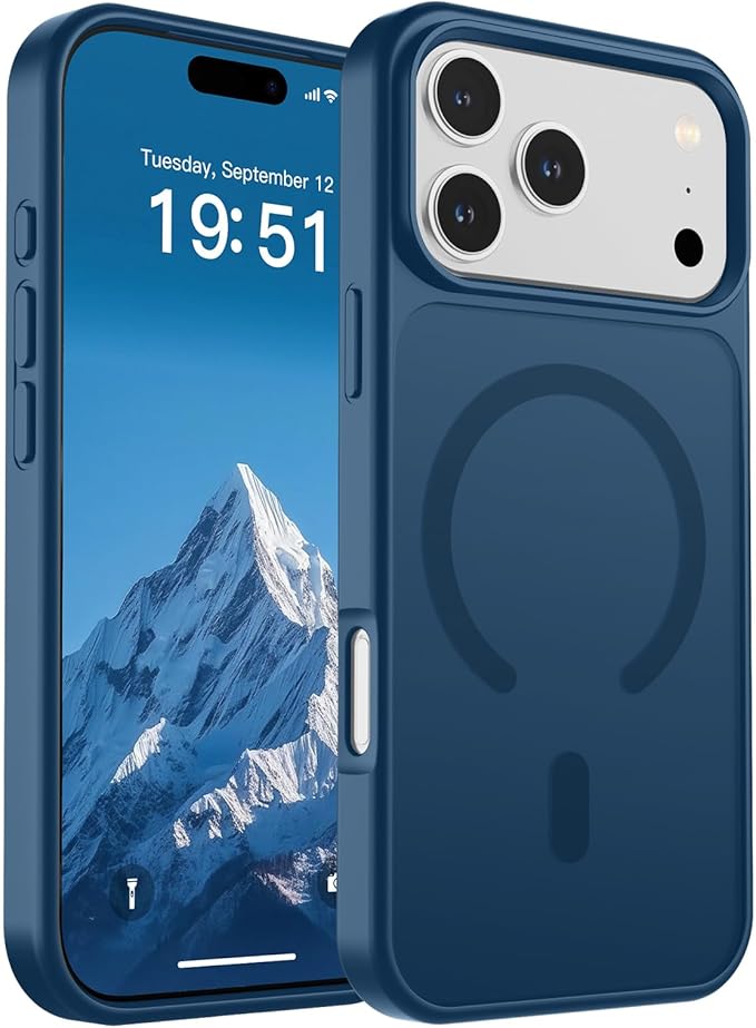 SUPFINE Magnetic for iPhone 17 Pro Max Case (Compatible with MagSafe)(Military Grade Drop Protection) Translucent Matte Shockproof with Anti-Fingerprint Phone Cover,Deep Blue