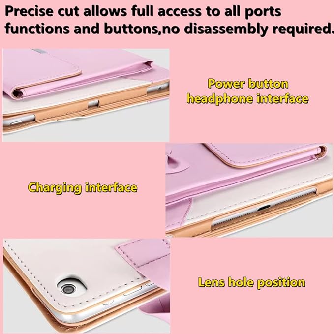 Cute Case for iPad 9th Generation 2021 / iPad 8th 7th Gen/iPad 10.2 Inch, Slim Handbag Leather Protective Cover with Stand Hand Strap Pocket for Girls Woman Kids for iPad 9 8 7,Pink