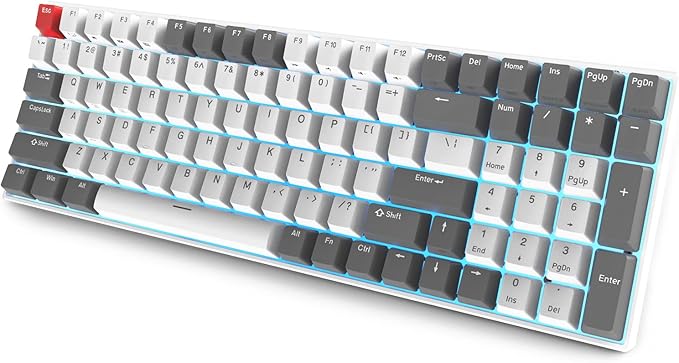 RK ROYAL KLUDGE RK100 Wireless Mechanical Keyboard RGB Backlit Bluetooth5.1/2.4G/Wired 96% Full Size 100-Key Hot Swappable Gaming Keyboard Brown Switch Carbon