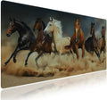 Wknoon. Extra Large Gaming Mouse Pad (31.5" x 11.8") with Durable Stitched Edges – Galloping Horses in The Sand Magnificent Scene, Running Animals Equine Themed Extended XXL Desk Mat