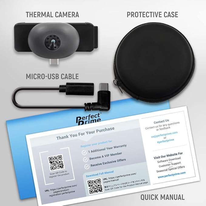 PerfectPrime IR501, (IR) Infrared Thermal Imager Camera 32,136 Pixels, -40~626°F, Android Type C Mobile Phone