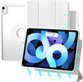 ZENLU iPad Air 10.9/11 inch Case with Removable Magnetic Folio Cover, Premium PU Leather, Multiple Angles Stand, Pencil Slot Charging Support, Full Protective Case for iPad Air 7 6 5 4 Gen (White)
