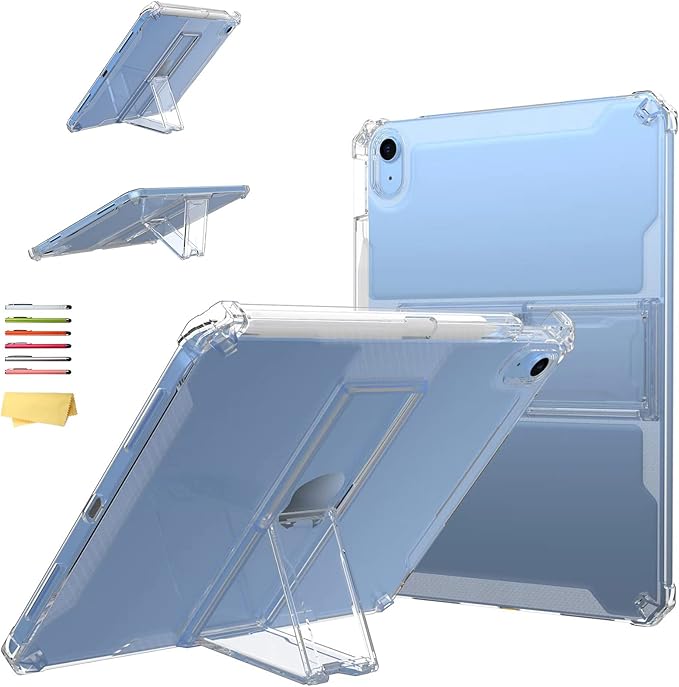 for iPad 9.7 inch Clear Case 2018/2017,iPad 6th/5th Generation Cover with Pencil Holder & Kickstand Anti-Slip Soft TPU Back Shockproof [Corner Protection] Ultra Thin Transparent Shell, Clear