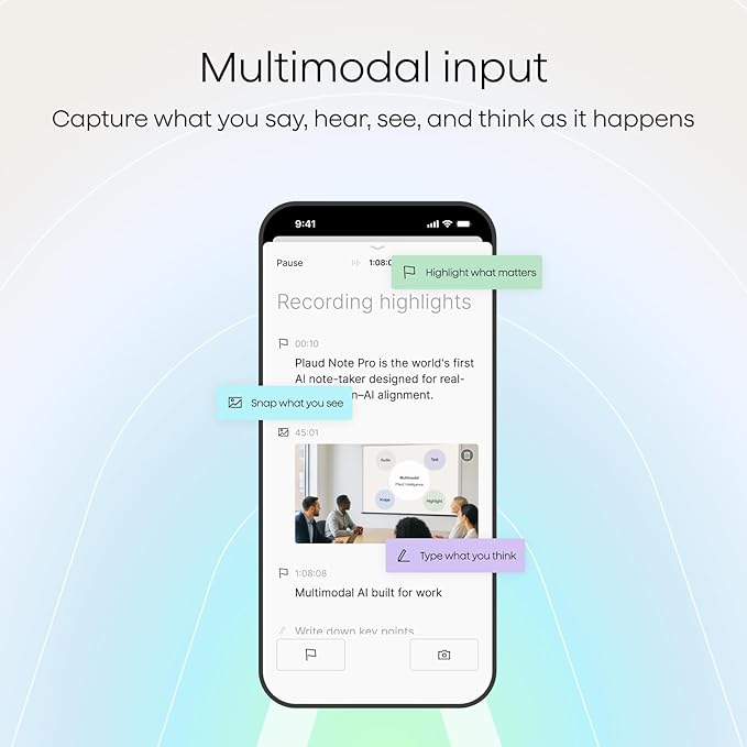 Plaud NotePin S AI Voice Recorder, Wearable AI Notetaker, AI Transcribe & Summarize, Support 112 Languages, 64GB Audio Recorder for Meetings Interviews, Professionals, Teams, with 4 Accessories