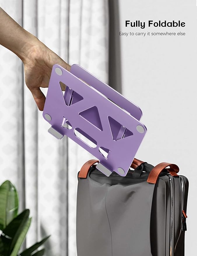 Aoviho Adjustable Laptop Stand for Desk,Portable Laptop Stand Holder and Riser,Foldable Aluminum Notebook Computer Stands for MacBook Air Pro HP Lenovo Dell Samsung Chromebook, 10-15.6 inch, Purple