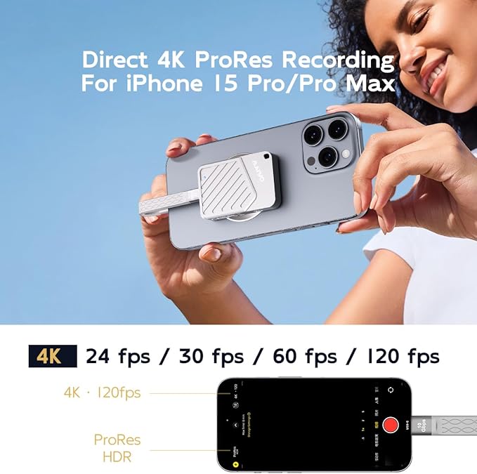 MAIWO 2TB Magnetic Portable SSD 2050MB/s USB C 3.2 GEN2x2, External Solid State Drive for iPhone15/16/17/Mac/iPad/Android/Windows, Aluminum, Support 4K ProRes Video Record