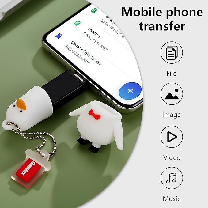 USB Flash Drives, 16GB/32GB/64GB/128GB Silicone USB2.0 High Speed Thumb Memory Stick Pen Date Storage Pendrive U Disk (Cute Goose, 64GB)