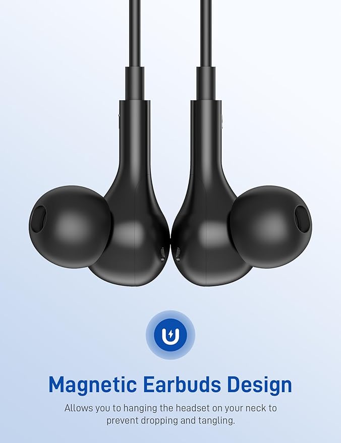 iMangoo for Apple MFi-Certified Headphones for Lightning Wired Earbuds Magnetic Ear Buds with HiFi Bass,3 Ear Tips Mic Corded Earphones for Gym, Commuting for iPhone 14 Plus 13 12 11 Pro Max Black