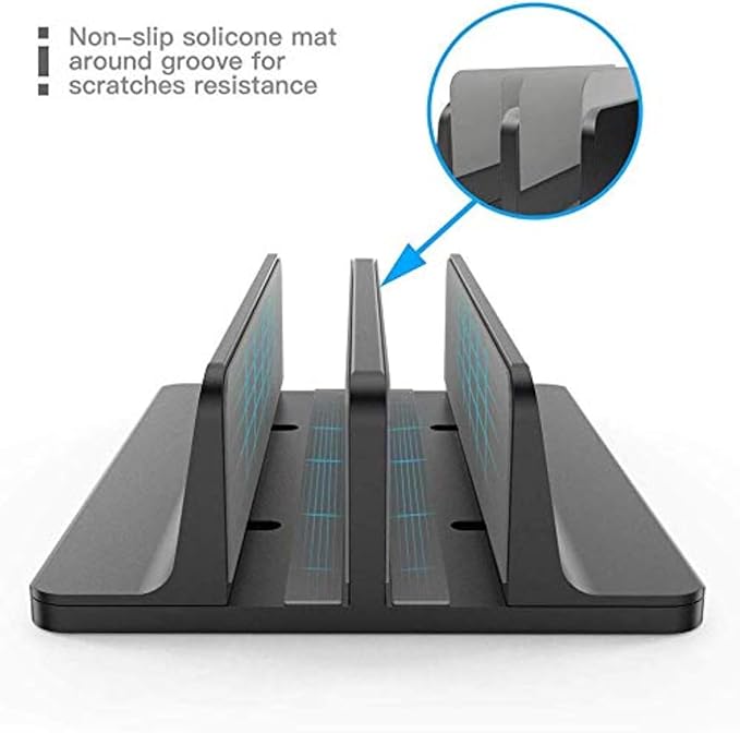 Universal Laptop Vertical Stand, Dual Desktop Adjustable Notebook Stand (up to 17.3 inches) for Samsung/HP/Dell/Chrome Book laptops (Black)
