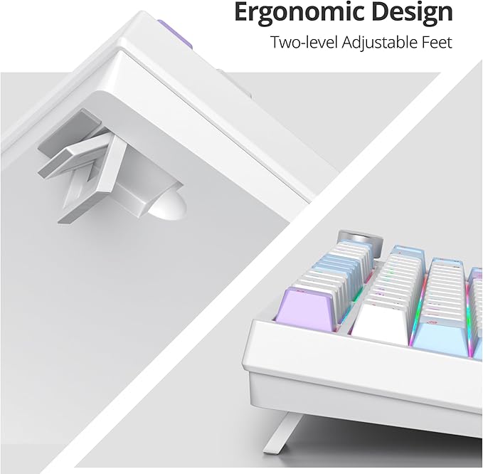 75% Purple Mechanical Gaming Keyboard with Hot Swap RGB and Gasket Mount - TKL Red Switch, 75 Percent, Creamy Mechanical Keyboard (82 Purple White)