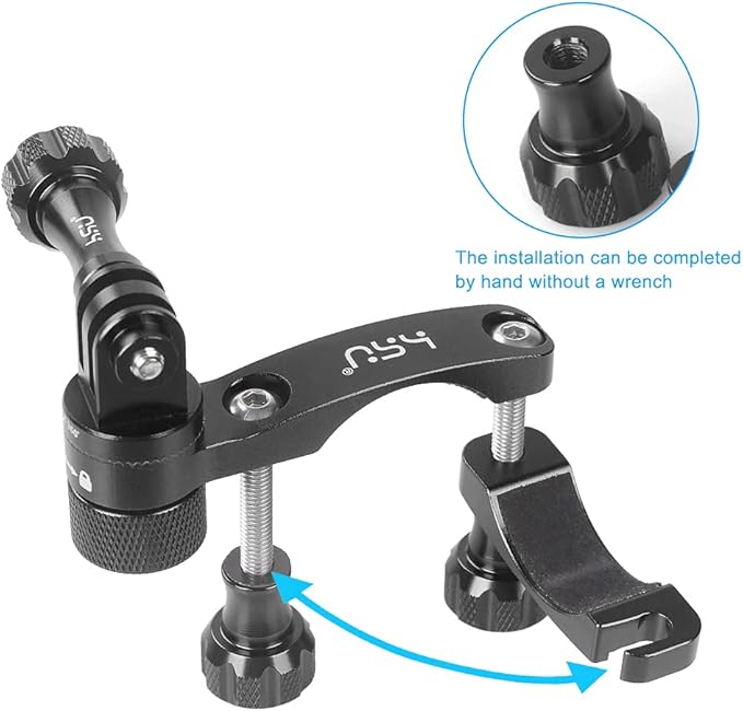 HSU Bike Handlebar Mount for GoPro, 360° Rotation Seat Post, 0.6-1.3inch Go Pro Motorcycle Mount Compatible with Hero 13/12/11/10/9/8/7/6, DJI Osmo Action AKASO and Other Action Cameras (Black)