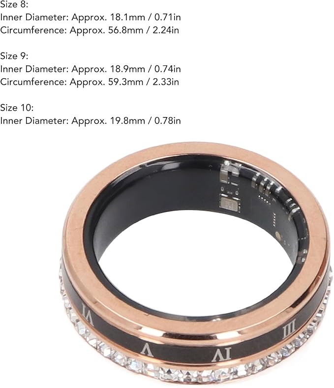 Smart Ring Health Tracker, Heart Rate Monitor Sleep Ring, Fitness Tracker for Monitoring Pressure, Oxygen, Step, Calories, Vintage Smart Rings for Men Women (9)