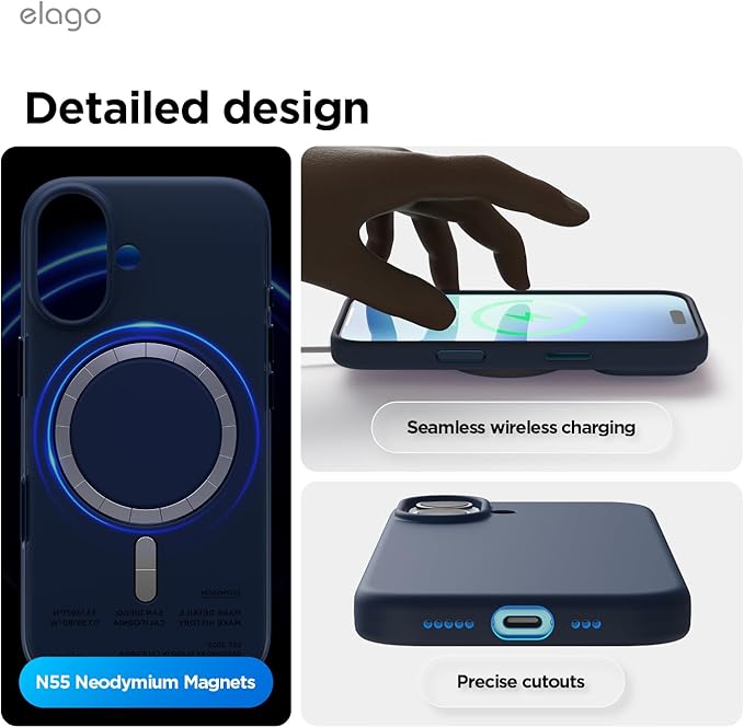 elago for iPhone 17 Case, Premium Magnetic Silicone Case, Compatible with MagSafe, Liquid Silicone Material, Protective Cover, Shockproof, Slim Phone, 6.3 inch (Jean Indigo)