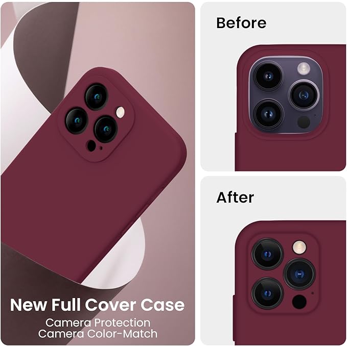 FireNova Designed for iPhone 14 Pro Max Case, Silicone Upgraded [Camera Protection] Case, Soft Anti-Scratch Microfiber Lining Inside, 6.7 inch, Plum