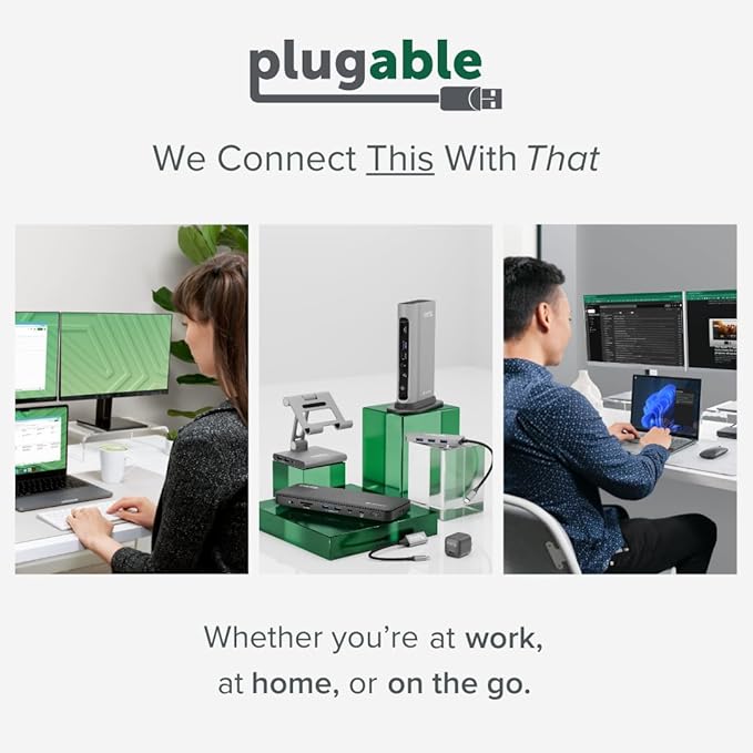 Plugable Thunderbolt 4 Hub Bundle with USB-C to 4K HDMI Adapter, 4-in-1 Hub Offers 60W Laptop Charging, Compatible with Mac, Windows Laptops, Thunderbolt 3 or 4, USB4 Device