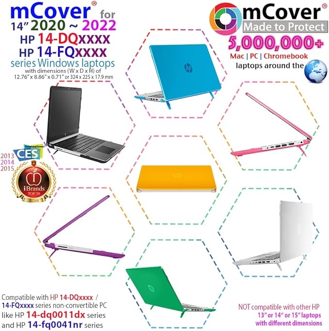 mCover Case Only Compatible for 2020~2022 14" HP 14-DQxxxx / 14-FQxxxx Series Windows PC (NOT Compatible with Any Other HP Models) - Orange