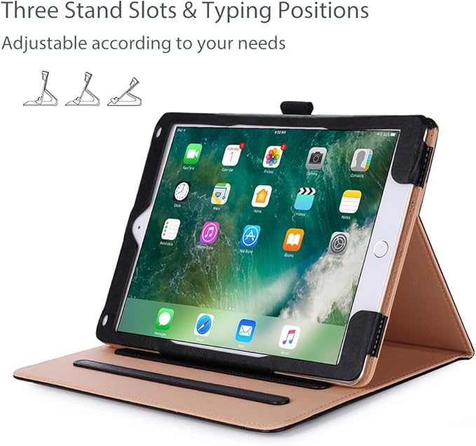 ProCase for iPad 9.7 Inch iPad 6th/5th Generation Case 2018 2017/iPad Air 2/Air 1 Case, Premium Leather Folio Corner Protection Multi-Angle Viewing Stand Cover with Front Pocket Pen Loop -Black