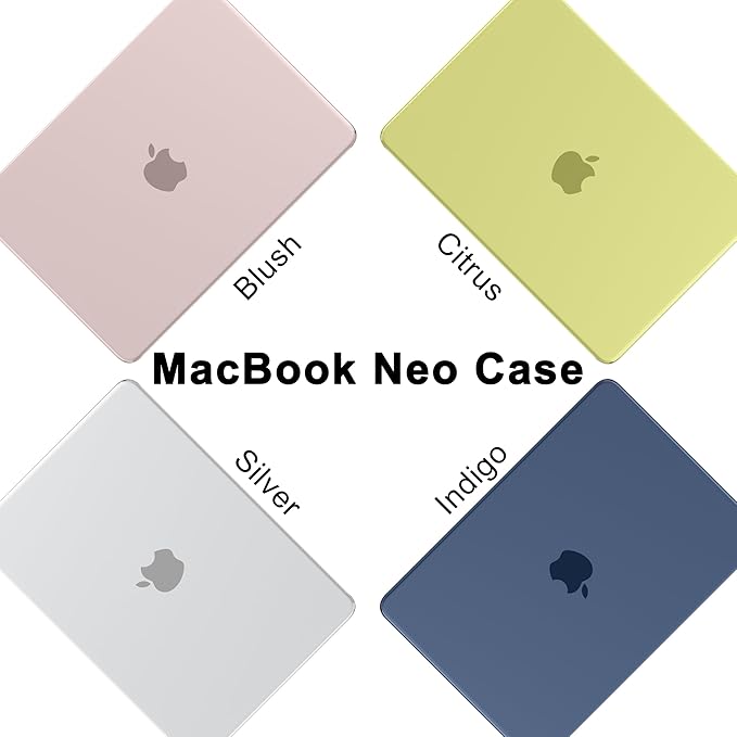 MecBevia for MacBook Neo Case 13 inch 2026 Release Model A3404 with A18 Pro Chip, Hard Shell Case with Keyboard Cover, Screen Protector, Type C, Crystal Blush