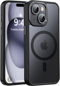 Newfuture Magnetic for iPhone 15 Case [Compatible with Magsafe] [Military Grade Drop Protection] Translucent Matte Anti-Fingerprint Shockproof Phone Case for iPhone 15 6.1 inch, Black