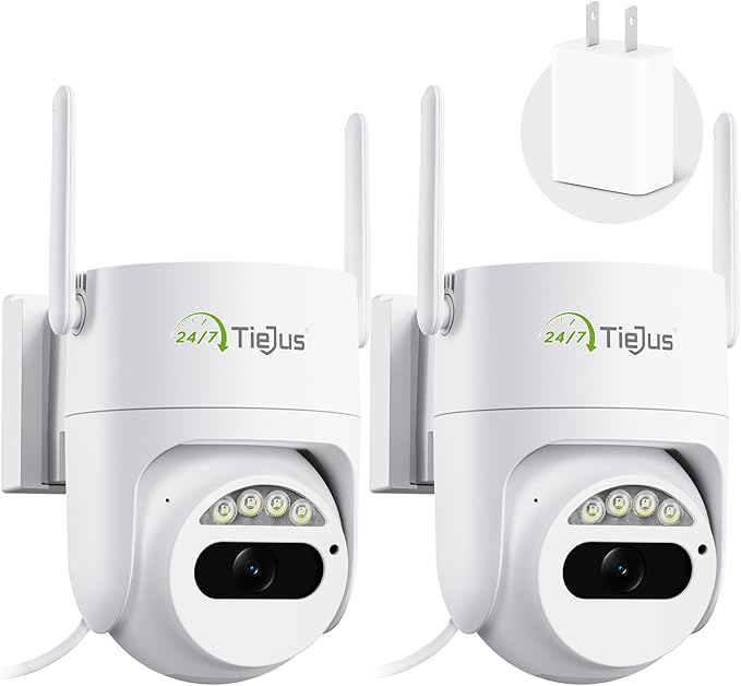 5G/2.4G Security Camera Outdoor, 3MP Wired Cameras 24/7 Recording, Plug-in Power, 360° View, Motion Tracking, Alexa, 2-Way Audio, IP66, Color Night Vision, SD/Cloud Storage(2 Pack)