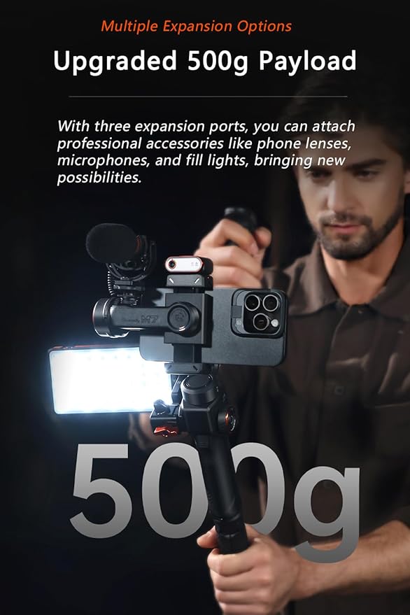 Hohem iSteady M7 Gimbal Stabilizer for Smartphone, Magnetic AI Tracker Fill Light, Detachable Touchscreen Remote Controller, Built-in Extension Rod, 500g Payload Gimbal Stabilizer for iPhone Android