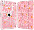 May Chen for iPad Pro 13 Inch Case M5 2025 / M4 2024, Built Pencil Holder & Clear Transparent Print Back Shell Slim Stand Shockproof Tablet Cover, Auto Wake/Sleep, Groovy Flower