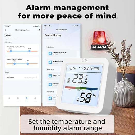 Zero Kelvin WiFi Smart Temperature & Humidity Sensor – App-Controlled Thermometer Hygrometer with Backlight & Smart Alerts