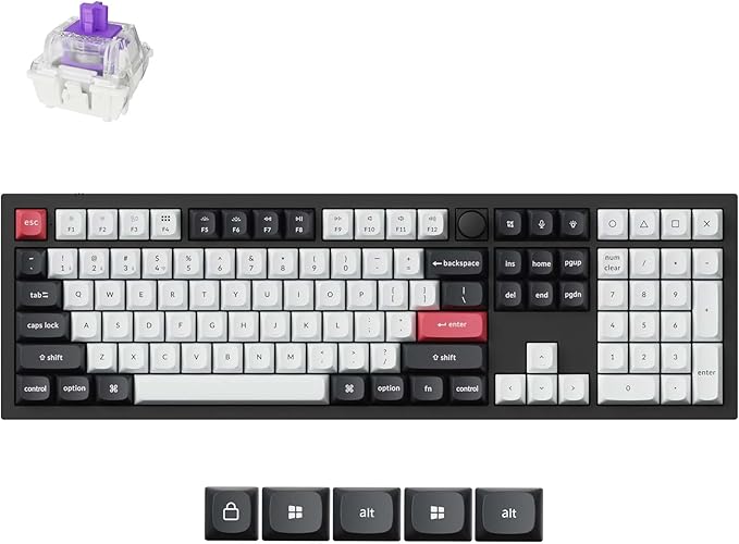 Keychron Q6 HE Wireless Custom Magnetic 100% Full Keyboard, 2.4 GHz/Bluetooth/Wired QMK Aluminum Rapid Trigger Hot-Swappable Programmable Gateron Double-Rail Magnetic Switches for Mac Windows Linux