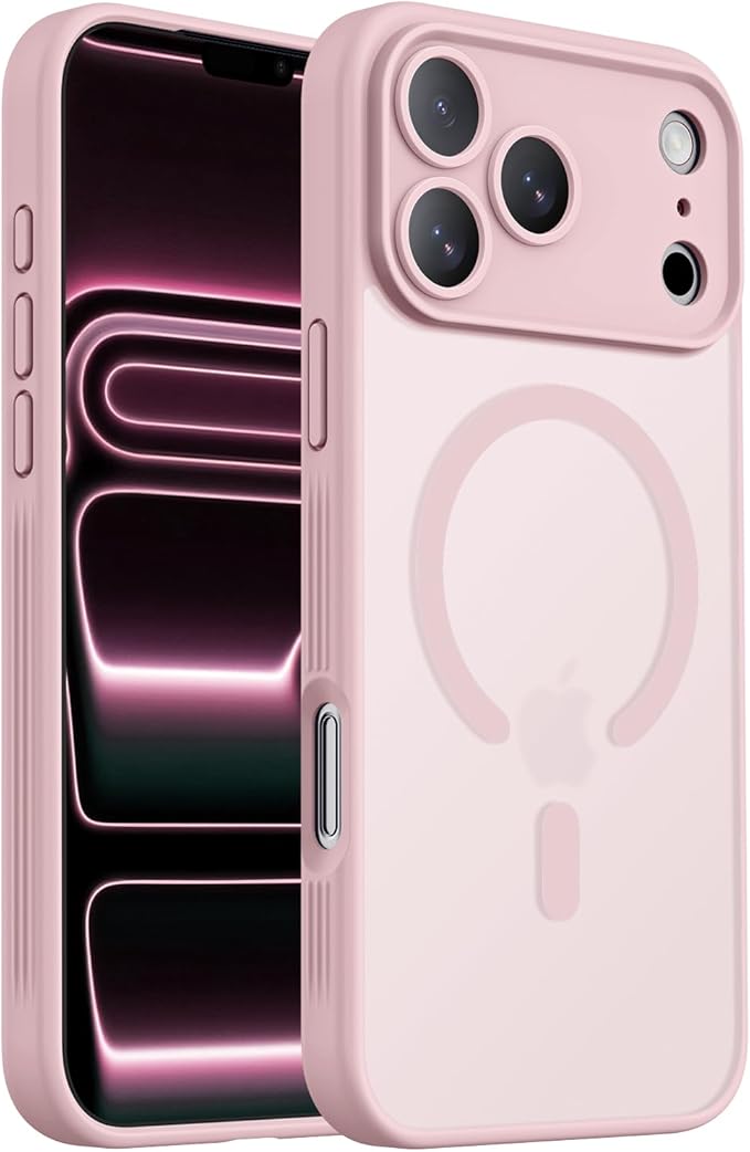 Symcele Designed for iPhone 17 Pro Max Case, Compatible with MagSafe, [Camera Protection] [15FT Military Drop Protection] Shockproof Translucent Matte Anti-Slip Phone Case, 6.9", 6.9", Pink