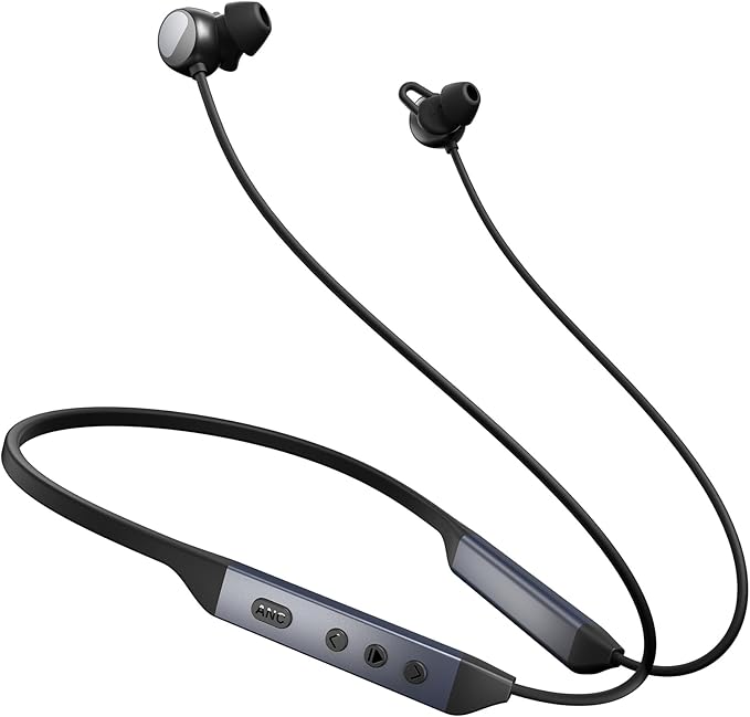 Hybrid Active Noise Cancelling Bluetooth 6.0 Headphones, 5 ENC AI Clear Call Mic Wireless Earbuds, in-Ear Magnetic Neckband Earphones 45H Playtime, IPX6 Sweatproof ANC Headsets for Travel Home Office