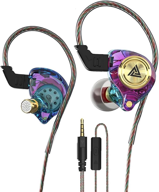 Wired Gaming Earbuds, Ak3file in Ear Monitors, Deep Bass Sound Wired Earbuds, HiFi in Ear Headphones with 1DD 10mm Dynamic Driver, IEM for Music Gaming Video Calling (Purple)