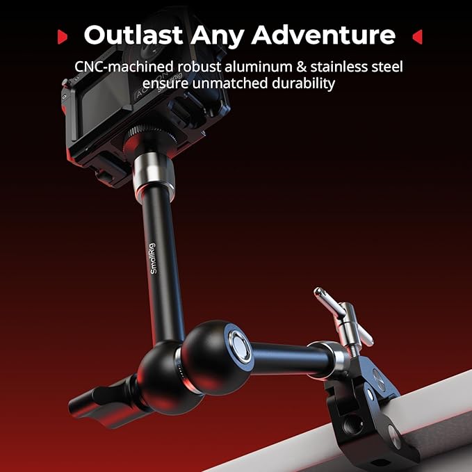 SMALLRIG Magic Arm with Super Clamp for Action Cameras, Camera Clamp Mount for GoPro Hero 13/12/11, for DJI Osmo Action 5 pro/4/3, for Insta360 Ace Pro 2, with 1/4" Screw for Monitor/LED Lights