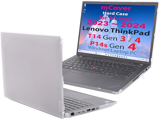 mCover Hard Case ONLY Compatible for 2023-2024 14" Lenovo ThinkPad T14 Gen 3 / Gen 4 Windows Notebook PC (with 180° Hinge, NOT Fitting Any Other Lenovo Models) - Clear