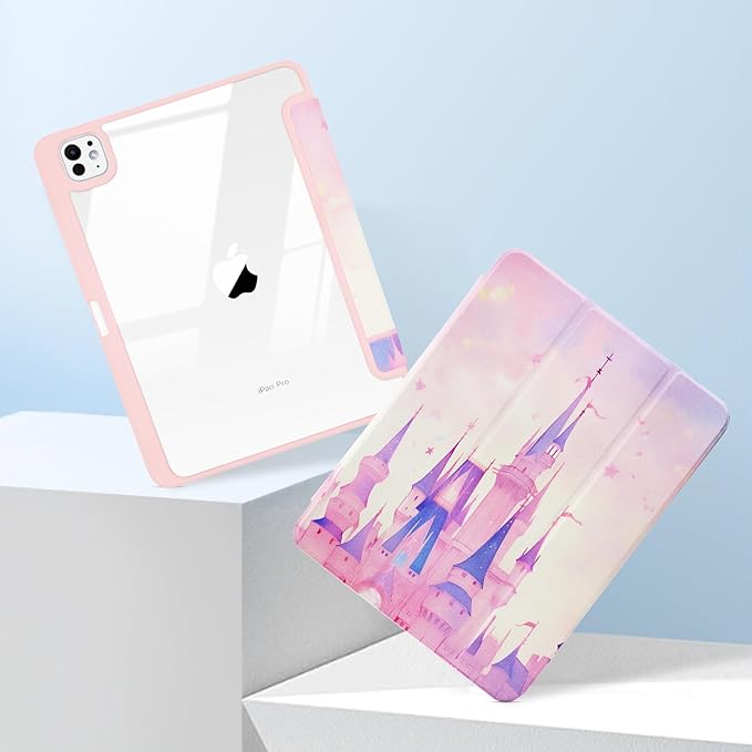 MrARTIST for for iPad Pro 11 Inch Case (M5/M4) 2025/2024 6th/5th Generation Case Cute for Women Girls Girly Kawaii Aesthetic Design for Apple Tablet Cover with Pencil Holder, Castle