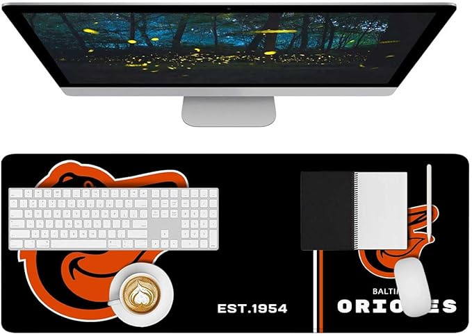 Baseball Mouse Pad Extended Large Gaming Desk Pad 31.5 x 11.8 Inch, XL Mousepad Topographic Mouse Pad with Anti-Slip Rubber Base for Baltimore Home Office