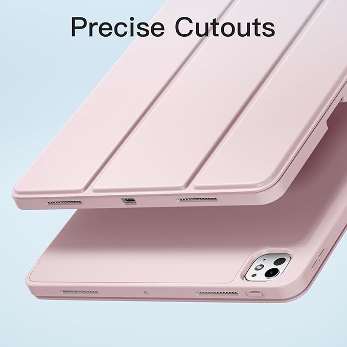 Akkerds Compatible with iPad Pro 13 Inch Case (M5/M4) 2025/2024, for iPad 13 Pro Case with Pencil Holder, Slim Trifold Stand Protective Cover with Soft TPU Back, Auto Wake/Sleep (Pink)