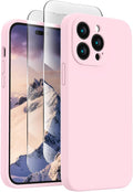 FireNova Designed for iPhone 14 Pro Case, Silicone Upgraded [Camera Protection] Phone Case, Soft Anti-Scratch Microfiber Lining Inside, 6.1 inch,Chalk Pink