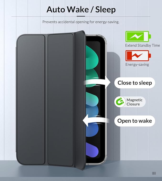 MoKo Case Fit New iPad mini 7 (A17 Pro) 2024, iPad mini 6th Generation Case 2021 (8.3-inch), iPad mini 6 Case, Soft TPU Translucent Frosted Back Cover Case for iPad mini 7th, Space Gray