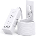 20Ft Extension Cord with Multiple Outlets, Flat Plug Power Strip Surge Protector with 20 Ft Long Cord, 6 Outlet 4 USB Ports (2 USB C), Multi Outlet Wall Plug for College, Dorm Room Essentials(White)