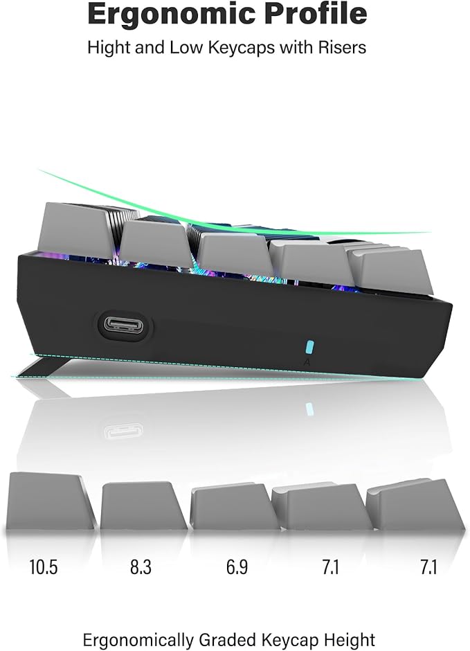 XUANGUI Full RGB Backlit Mechanical Keyboard Clicky Wired Computer Key Board, 65% Cute PC Gaming Keyboards Hot Swappable Rainbow Colorful Light Up Leyboard for Typist and Gamer, Work with Mac PS5 Xbox