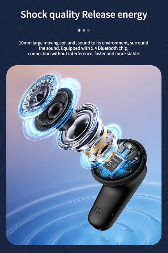 Piluyaa Wireless Earbuds Bluetooth 5.4 Headphones in Ear Buds, True ANC+ENC Noise Cancelling Earbuds, HiFi Stereo Deep Bass Earphones for Sports/Workout-Black