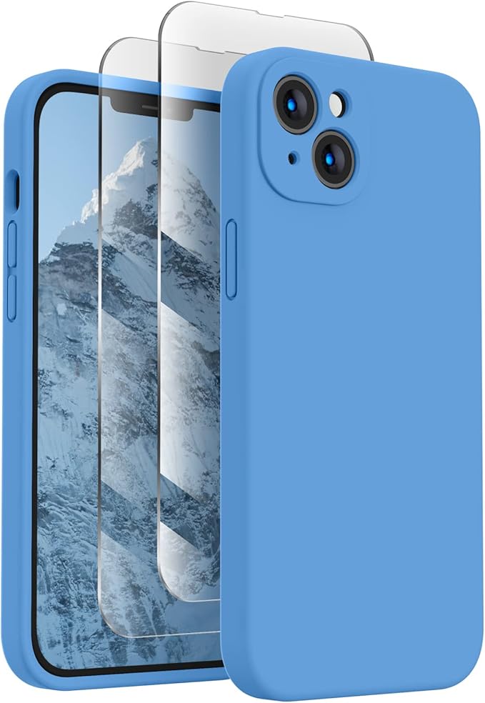 FireNova Designed for iPhone 13 Case, Silicone Upgraded [Camera Protection] Phone Case, Soft Anti-Scratch Microfiber Lining Inside, 6.1 inch, Blue