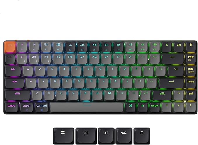 Keychron K3 QMK Ultra-Slim Wireless Mechanical Keyboard Version 3, 75% Layout Hot Swappable Banana Switch, RGB Backlight Rechargeable Wired Bluetooth Professional Office Keyboard for Mac/Windows