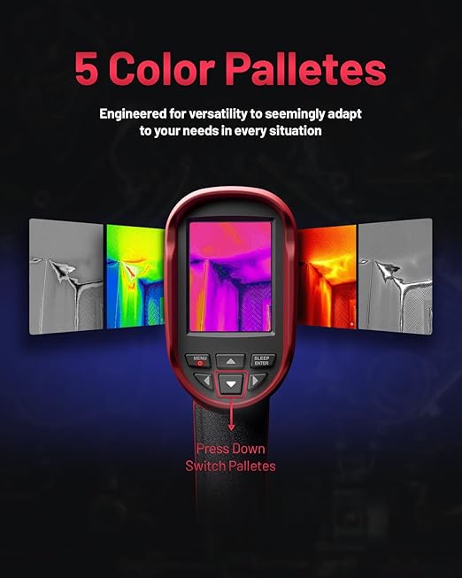 Thermal Camera, 240 x 240 TSIR Imaging Resolution, -4°F to 1022°F, 18-Hour Battery Life, 25Hz Mini Handheld Infrared Camera, 2.8" Screen, LED Lamp, 16 GB, Temp Alerts, Auto Shutdown, IP54 VectorPoint