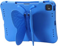 Butterfly Kids Case for iPad Air 13 Inch M3/M2 (2025/2024), iPad Pro 13 M5/M4 (2025/2024), iPad Pro 12.9 (2022/2021/2020/2018), 3D Cartoon EVA Foam Shockproof Stand Cover for Girls - Blue